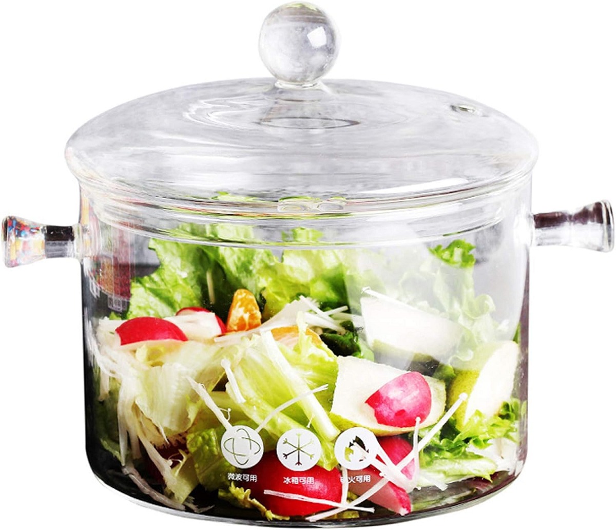 Olla De Vidrio De Borosilicato Con Tapa